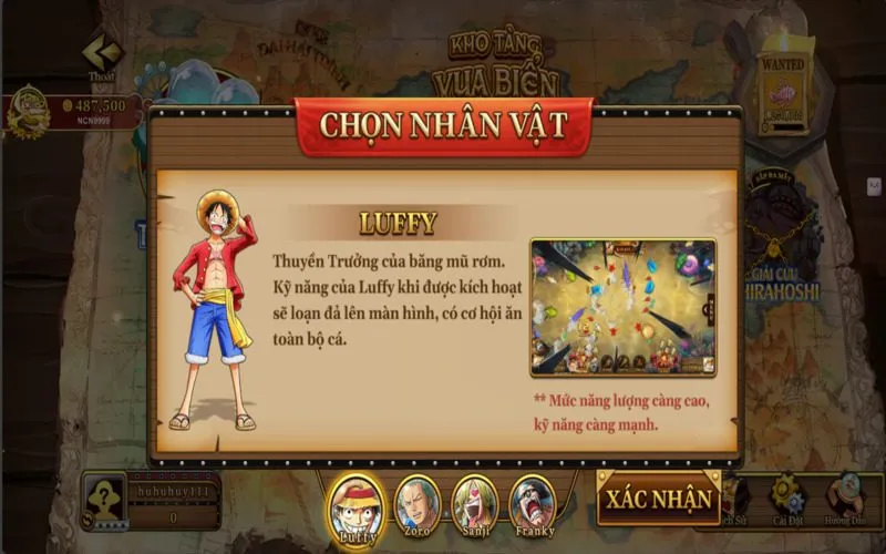 Những nhân vật được chọn trong game