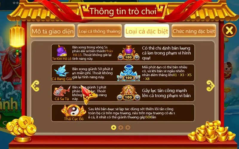 Những sinh vật đang có trong trò chơi 